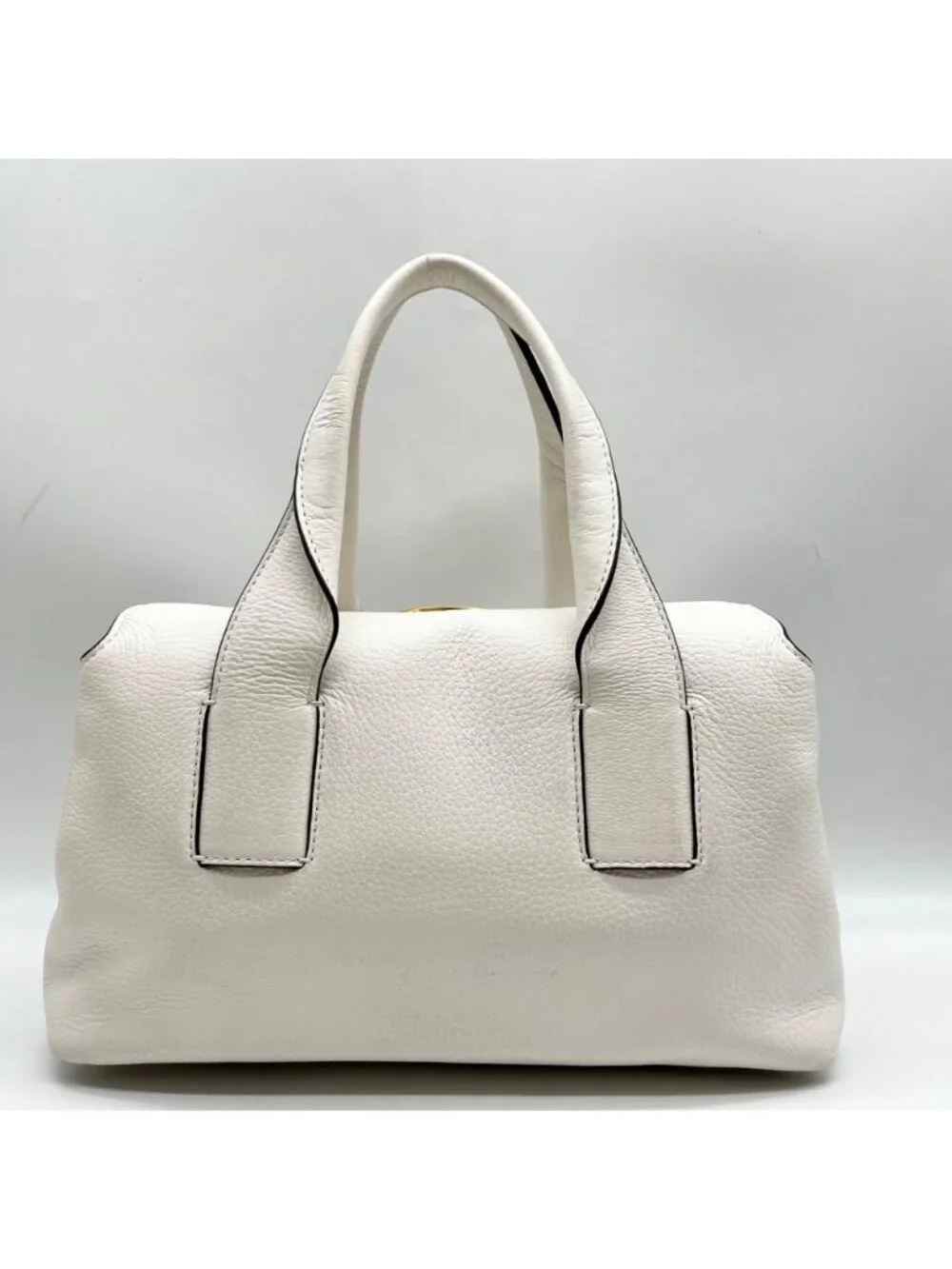 Donna Karan Brilliant White Pebbled Leather Amagansett Convertible Satchel Bag